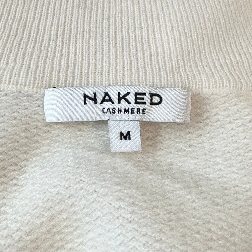 NAKED CASHMERE 100% Cashmere Zip Up Mock Neck Cardigan Sweater White Jacket - Picture 9 of 13